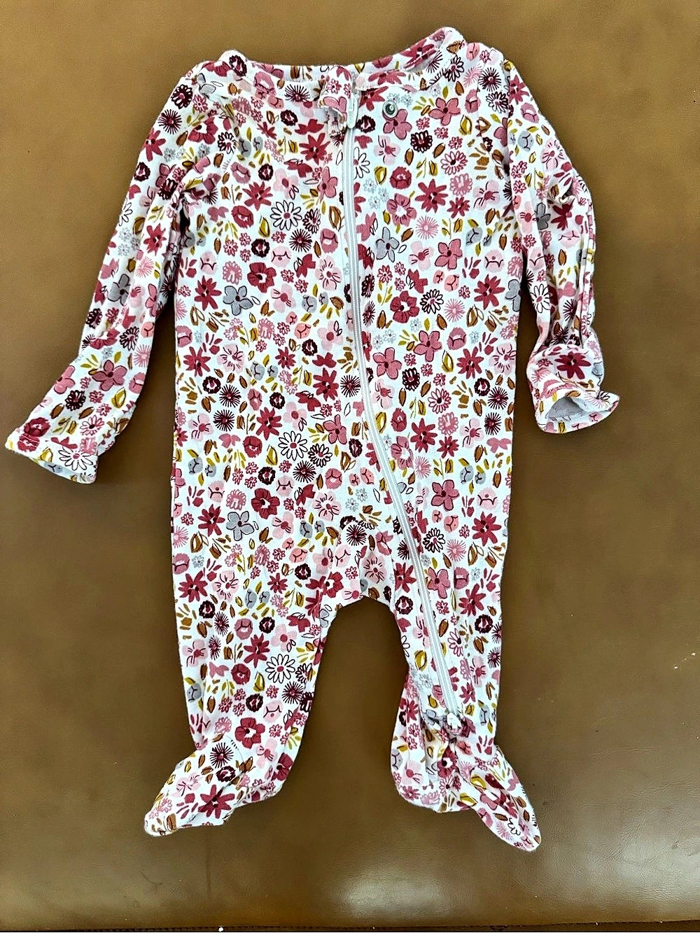 Carter's Floral Footed Sleeper in White & Pink